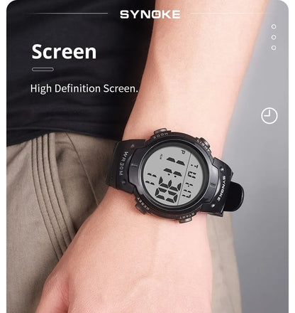 SYNOKE Outdoor Sport Watch 30M Waterproof Digital Men Fashion MultiFunction Waterproof Digital Watch Men