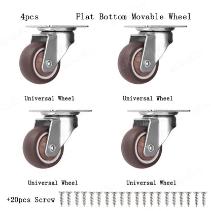 4pcs 1 1.25 1.5 2 Inch Furniture Caster Soft Rubber Universal Wheel Swivel Caster Roller Wheel For Platform Trolley Accessories
