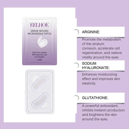 Collagen Microneedle Eye Patch Hyaluronic Acid Soluble Microneedle Eye Mask For Dark Eye Circle Moisturizing Under Eye Skin Care