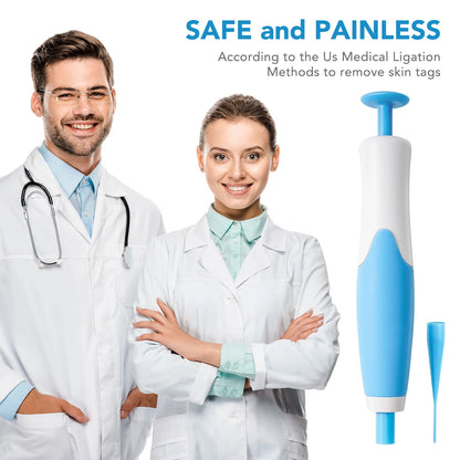 2-IN-1 Auto Skin Tag Removal Tool Kit Painless Skin Label Mole Acne Wart Removal Pen with Cleansing Swabs Facial Skin Care Tool