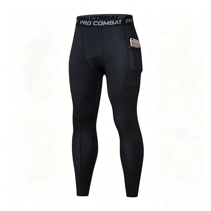 Compression Pant Men Training Gym Leggings with Pockets Running Tights Fitness Basketball Jogging Workout Trouser Polyester