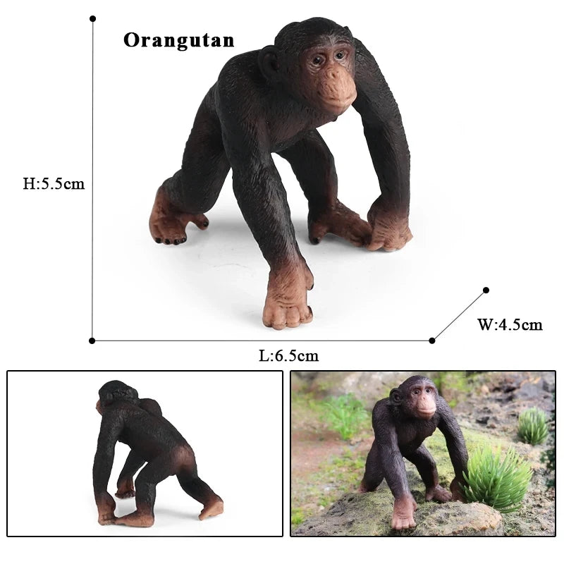 Oenux Simulation Wild Animal Chimpanzee Orangutan Gorilla Tree Sloth Monkey Model Action Figures Garden Miniature Decoration Toy