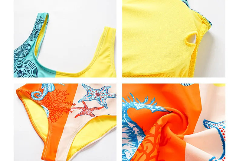 2026 New Printed One-piece Swimsuit Classic Printed Lace Up Swimsuit Women's Push Up Flower One-piece Suit Beach Wear For Female