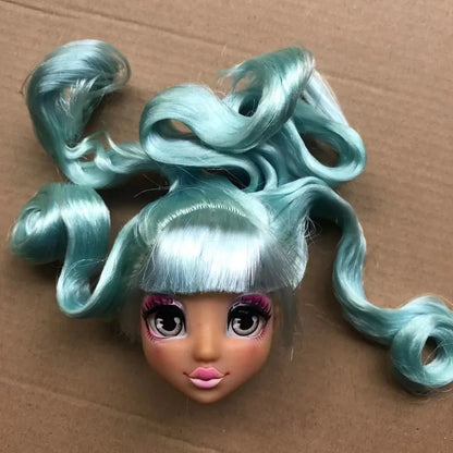 Quality Doll Heads Sparkly Alive Glasses Eyes No Hair Doll Parts White Purple Gold Hair Blue Black Skin Doll Accessories