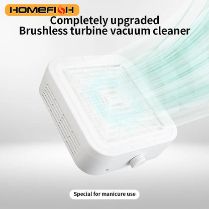 Turbine Brushless Nail Dust Remover Strong Suction 120W Nail Vacuum Cleaner for Manicure with Removable Filter Speed Adjustable