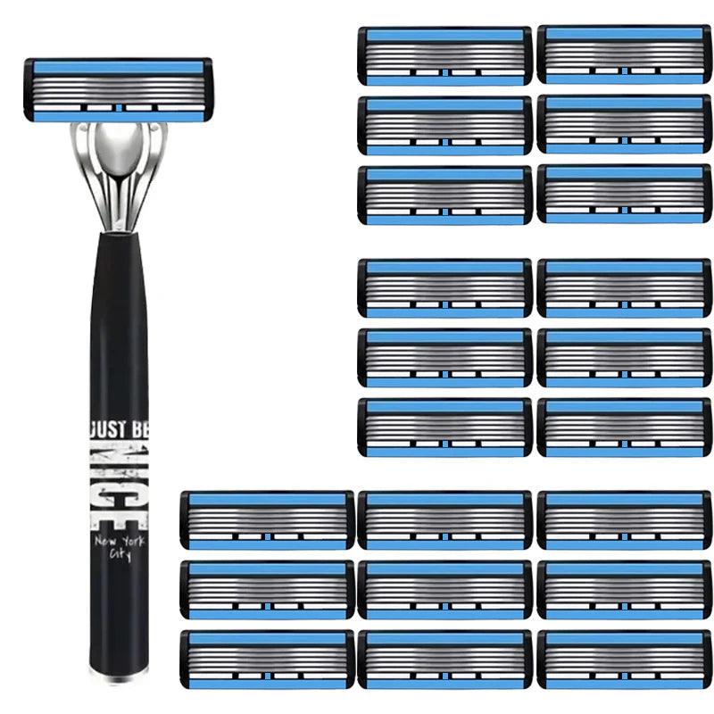 6-Layer Stainless Steel Shaver, Men's Classic Shaver Blade, Detachable and Reusable Shaver