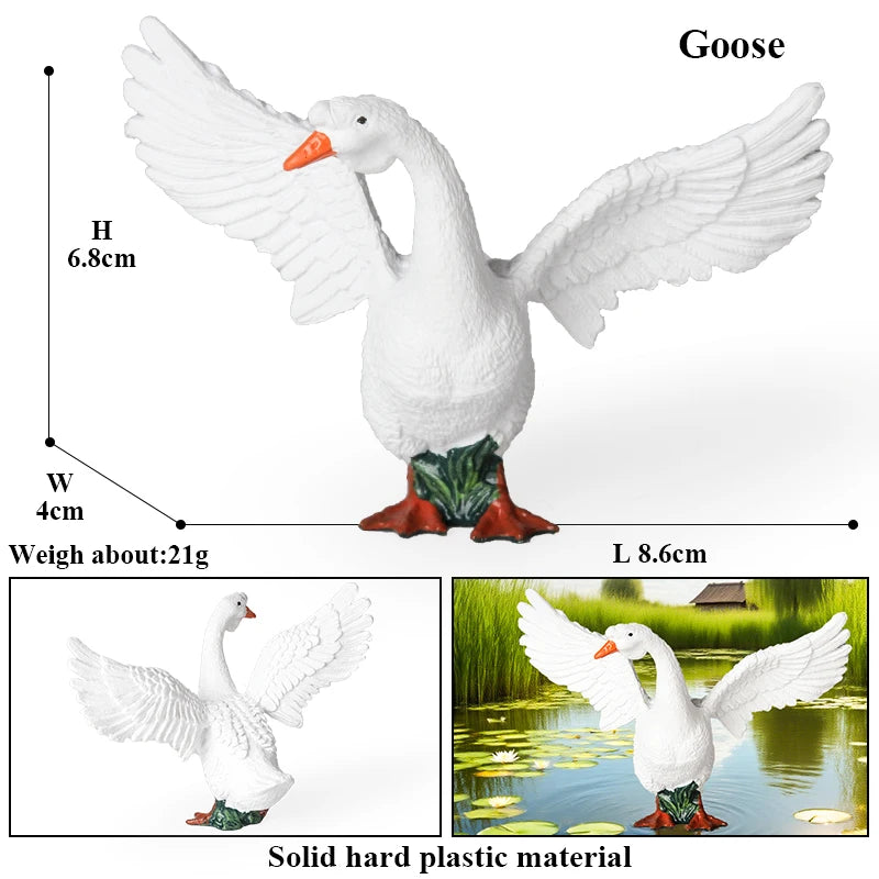 Oenux Poultry Model Simulation Goose Swan Gaggle Duck Flock Action Figures Farm Animals Figurine Miniature Education Kids Toy