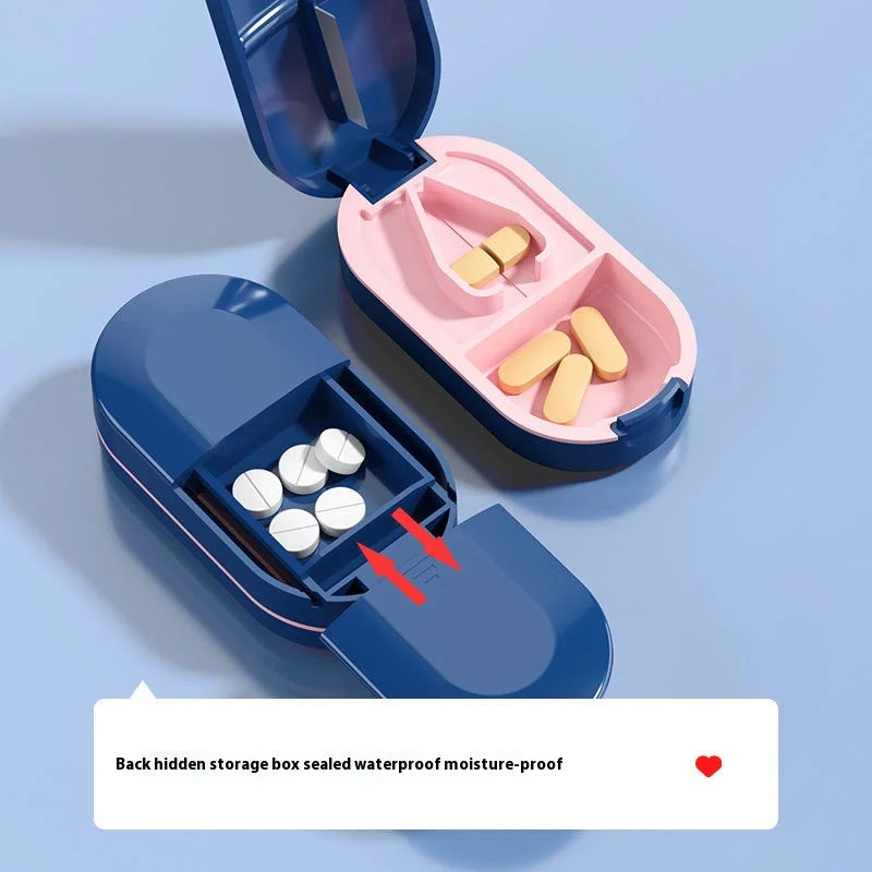 JUSTLANG Min Medicine Cutter Multi Function Drug Cutter Medicine Box Storage Waterproof Removable Cleaning Stainless Steel Blade