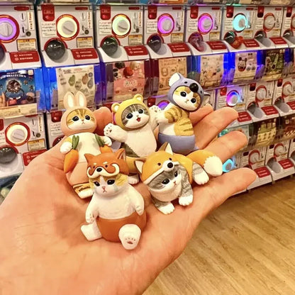 4cm Mofu Cat sands Action Figure Collection Set Animal Headgear Doll Kawaii  Cute PVC Model Desktop Decoration Crafts Gifts Toys