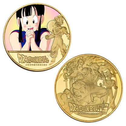 Dragon Ball Gold Plated Gold Coin Son Goku Vegeta Commemorative Coins Children Classic Anime Peripherals Collection Toy Souvenir