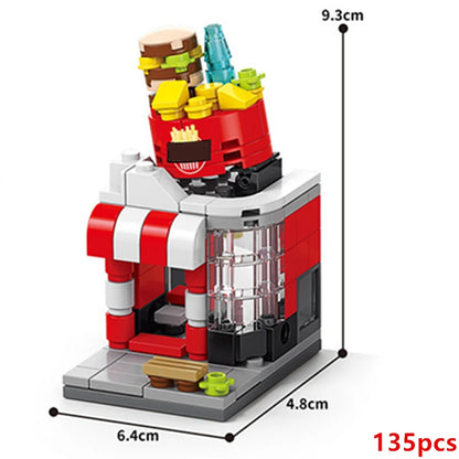 NEW Panda Pet Coffee Ice Cream Flower Shop Store Street View Food House Building Blocks Kit Girls Bricks Model Kids Toy Children