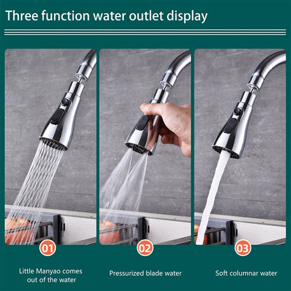 3 In 1 Kitchen Faucet Extender Universal 360° Rotate Pull Out Kitchen Tap Multi-mode Strong Flushing Booster Kitchen Accessories
