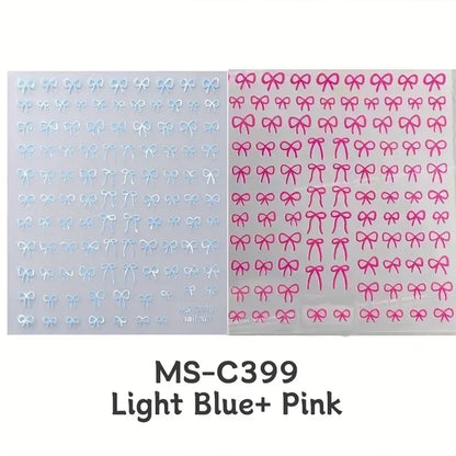 1/2pcs Black White Pink Mini Bowknot Design Nail Art Sticker Self Adhesive Lace Ribbons Bow Butterfly Decals Nail Art Decoration