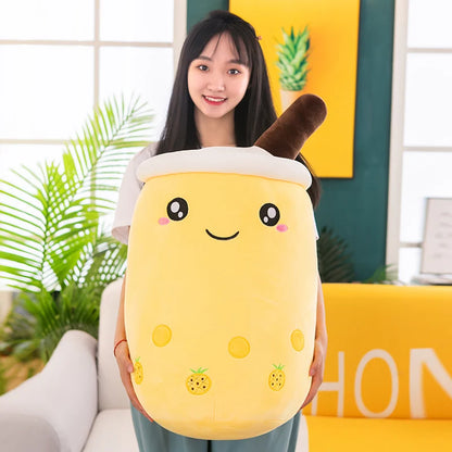 Kawaii Boba Fruit Bubble Tea All Series Cartoon Plush Toy Stuffed Animals Cute Food Milk Tea Soft Toys Room Decor Pillow Gifts