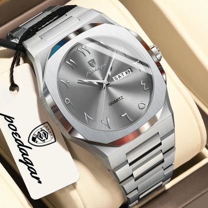 POEDAGAR Luxury Fashion Men's Clock Waterproof Week Date Male Watch Quartz Stainless Steel Business Watches For Man Reloj Hombre