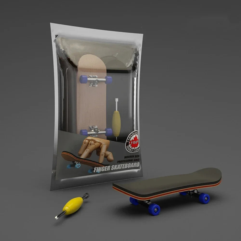 1Set Finger SkateBoard Wooden Fingerboard Toy Professional Stents Fingers Skate Set Novelty Children Christmas Gift