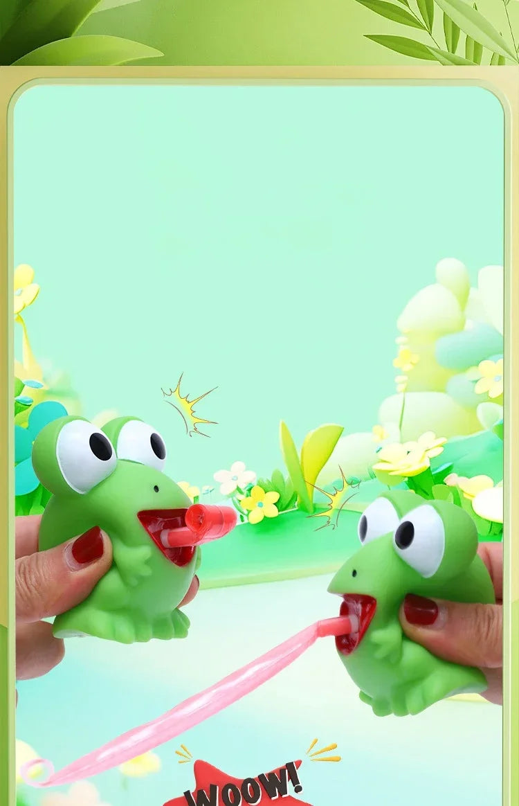 Fidget Decompression pinch toy Creative Frog Dinosaur Sticking Tongue Out Relieve Stress Children Fun Squeeze Interactive Toys