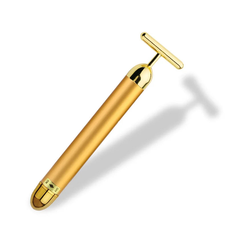 Gold Vibration Facial Slimming Face Beauty Bar Wrinkle Stick Beauty Bar Pulse Firming Facial Roller Massager Wrinkle Stick