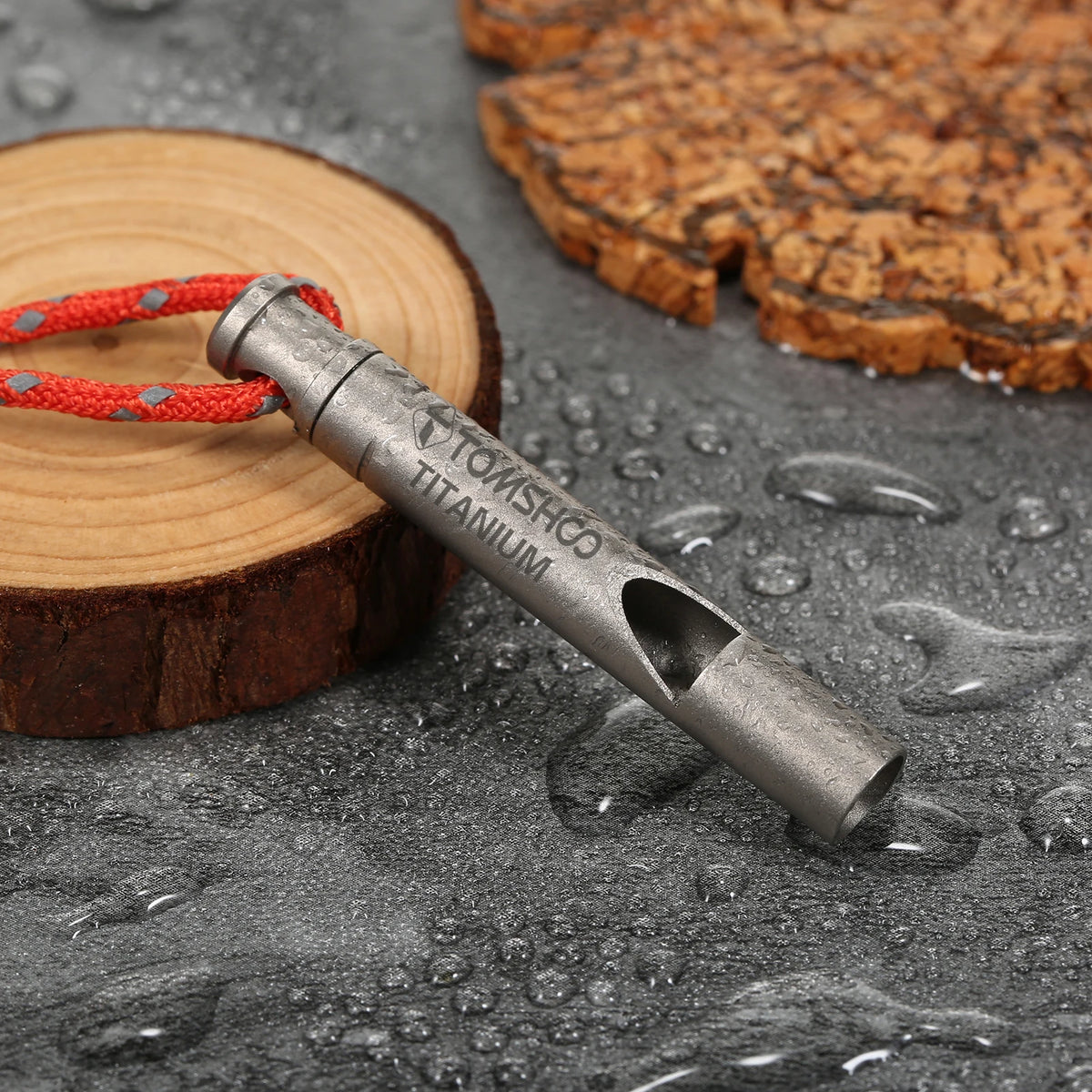 TOMSHOO Titanium Emergency Whistle with Cord Outdoor Survival Whistle Camping Hiking Exploring