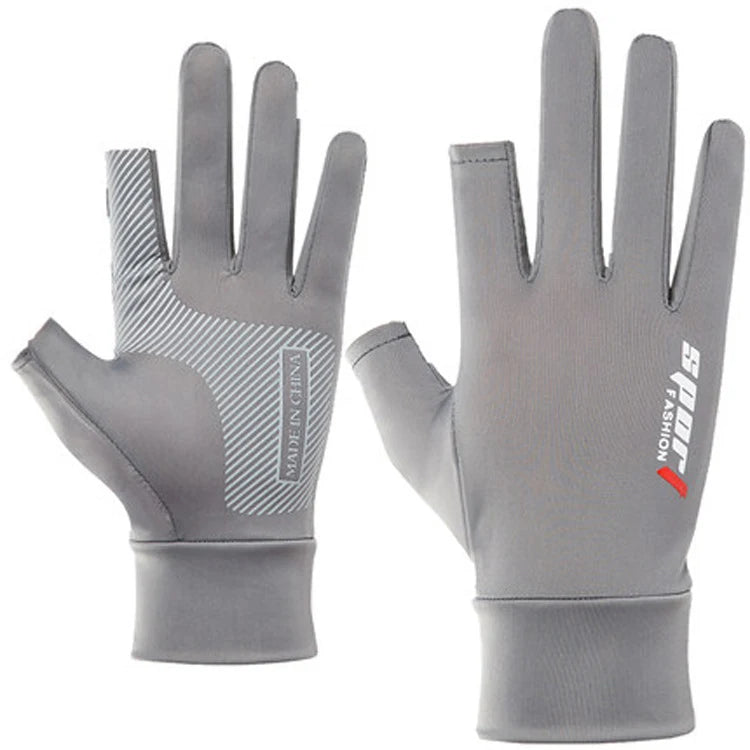 Summer Men Women Gloves Fitness Sports Fishing Cycling Ice Silk Breathable Elastic Sun Protection Touchscreen Driving Gloves