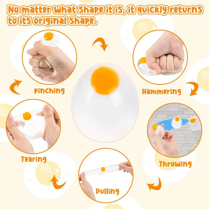 Funky Egg Squishy Ball Clear Squeeze Splat Ball Easter Basket Fillers Squishies Fun Toy Anxiety Reducer for Kids Adults