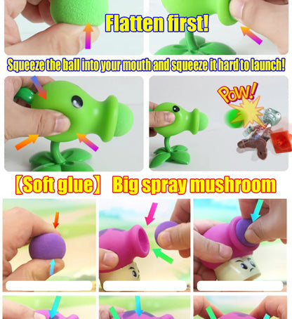 Funny Plants vs. Zombies 2 Hard Glue Peashooter Gatling Pea Shooter Sunflower Action Figure Model Dolls Shooting Toys Kids Gifts