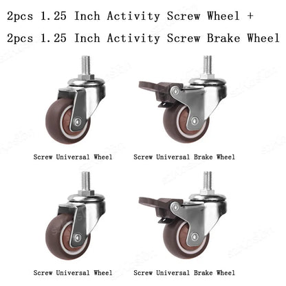 4 Pcs 1.25 Inch Stem Caster Wheels TPR Screw Lever Universal Castors Swivel Stem Wheels with M6 Thread Rods for Carts Furniture