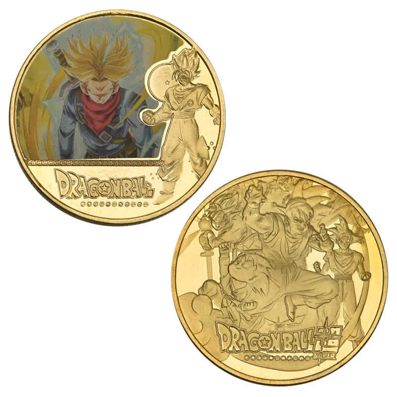 Dragon Ball Gold Plated Gold Coin Son Goku Vegeta Commemorative Coins Children Classic Anime Peripherals Collection Toy Souvenir
