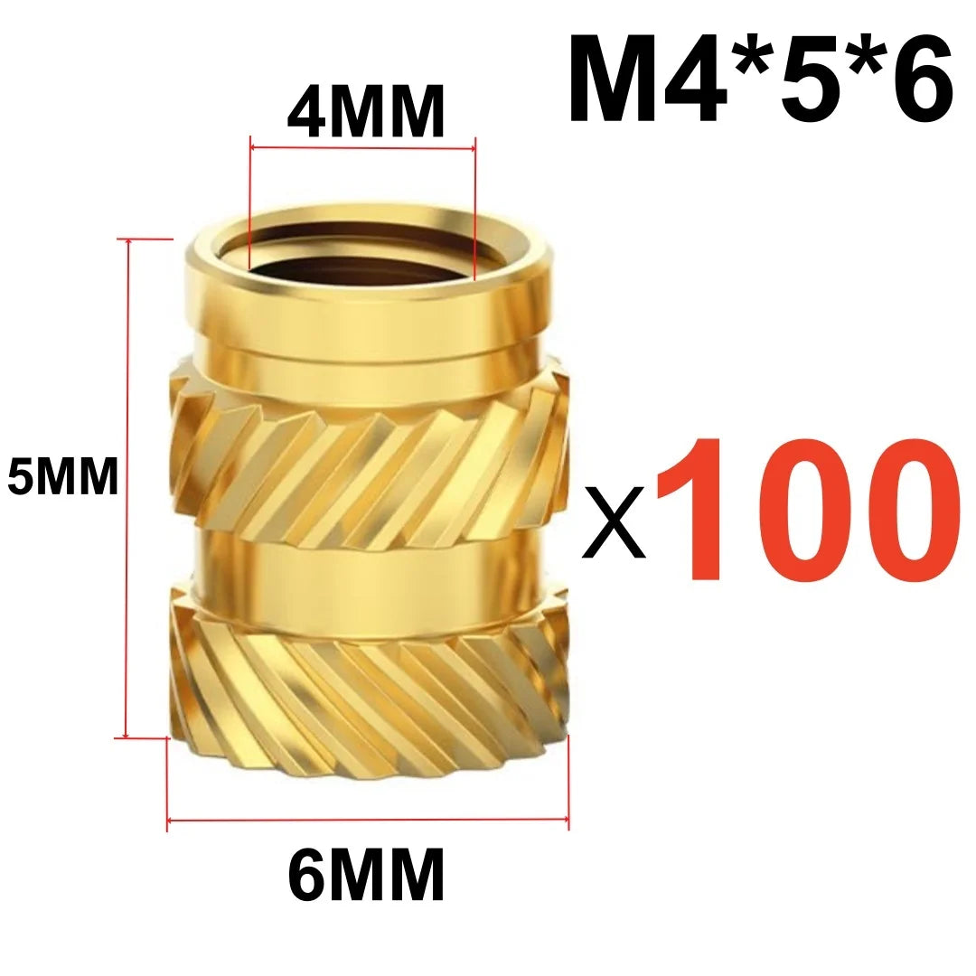 Heat Embedment Inserting Nuts M3 M4 M5 Threaded Knurled Brass Hot Melt Screw Nut For 3D Printer Voron 2.4 And Others