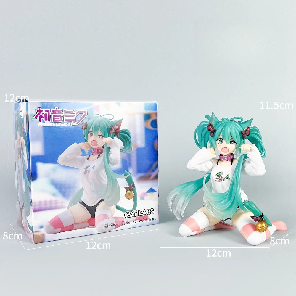 Hatsune Miku Desktop Cute Action Figure 11cm Neko T-Shirt Ver. Anime Figurine Kawaii Girl Model Toy Gift