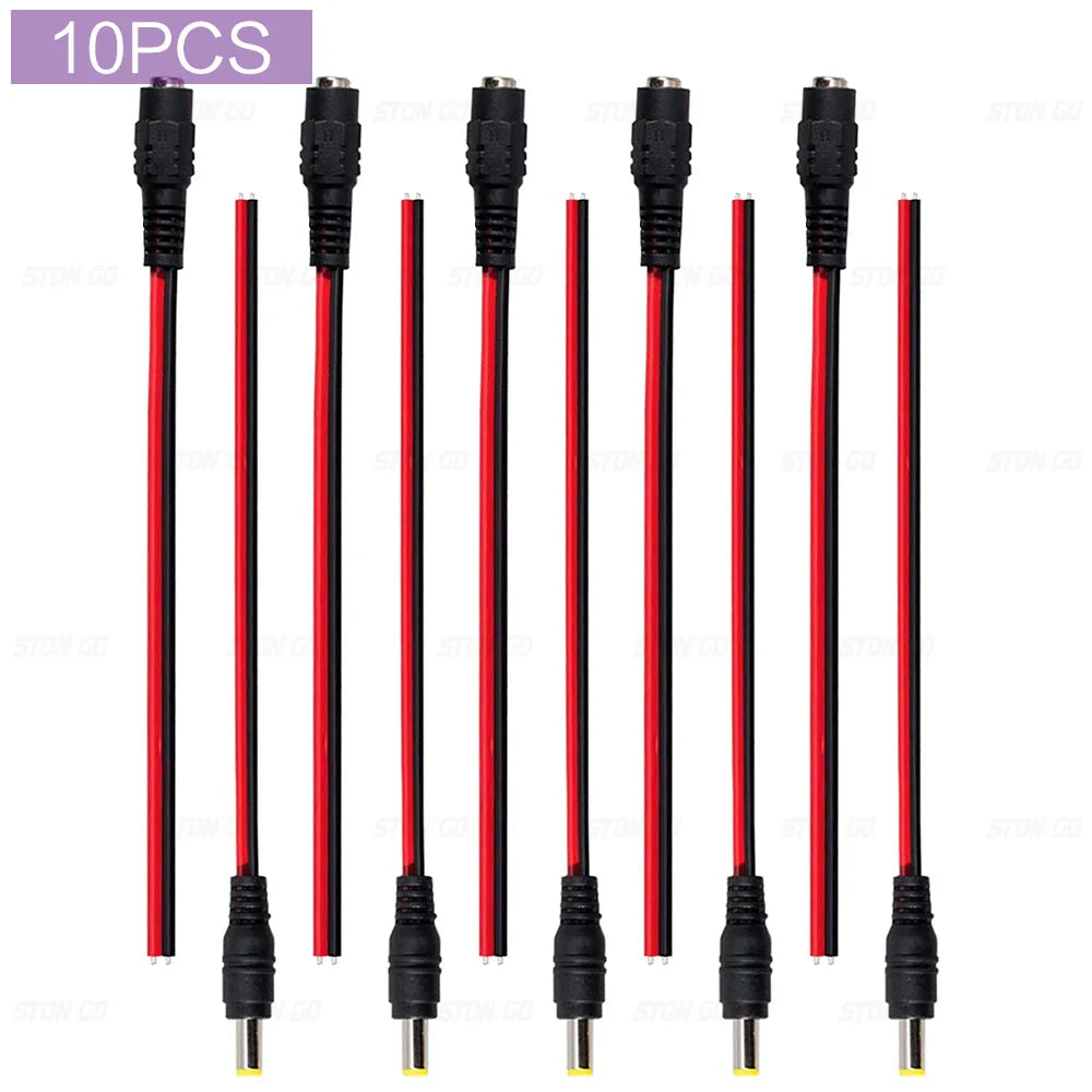 STONEGO 10/20/50PCS 12V Dc Connectors Male Female Jack Cable Wire Line Adapter Plug Power Supply 5.5 x 2.1mm