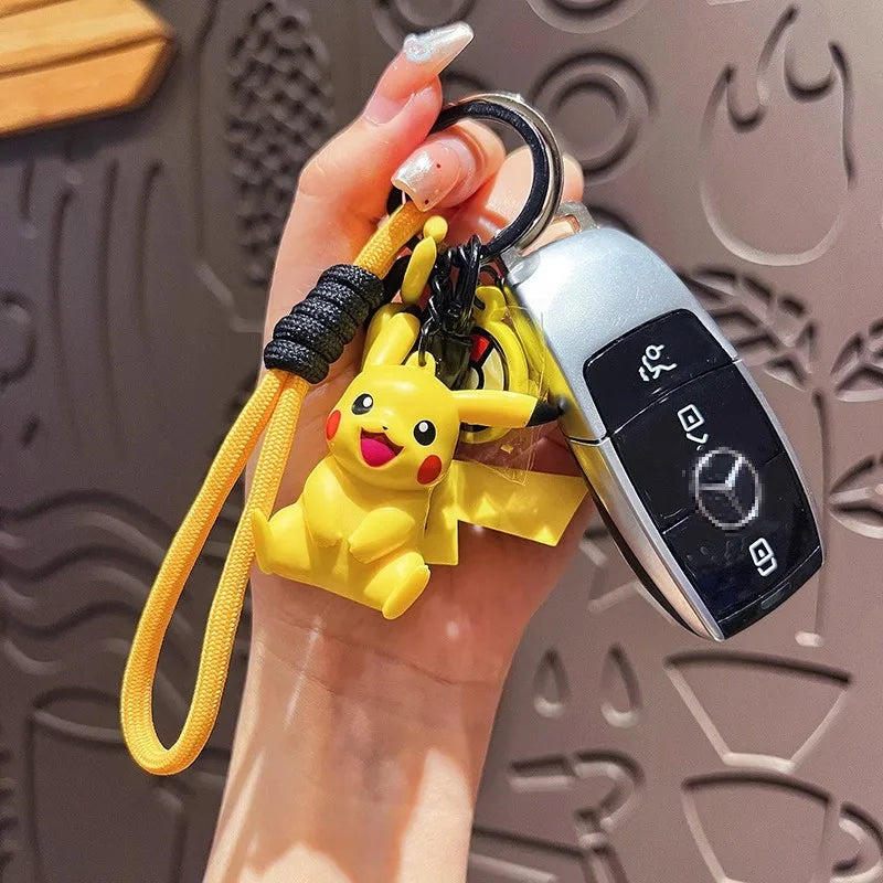 Genuine Pokemon Keychain Pikachu Gengar Sylveon Sprigatito Quaxly Fuecoco Anime Action Figure Toy Keyring Fragrance Pendant Gift