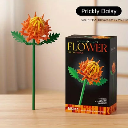 Micro particle building block flower set, DIY assembly floral decoration, suitable for desktop decoration and room accessories [