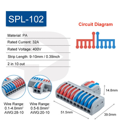 5PCS Fast Wire Connector Push-in Electrical Terminal Block Universal Splicing Wiring Cable Connectors For Cable Connection SPL ﻿