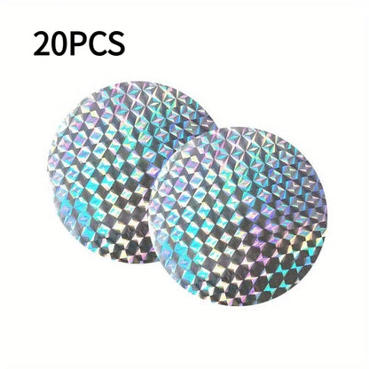 20 pcs Round Paste Type Bird Repellent Tape Reflective Anti Bird Scare Eflective Stick Tape Pigeon Farm Bird Chasing Tools