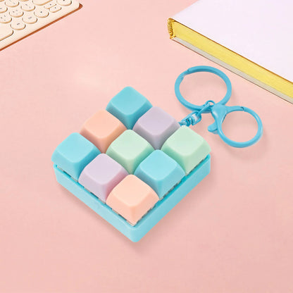 9 Keys Keyboard Fidget Keychain Antistress Keyboard Button Fingertip Key Cap Pendant Stress Relief Toys for Children Adults Gift