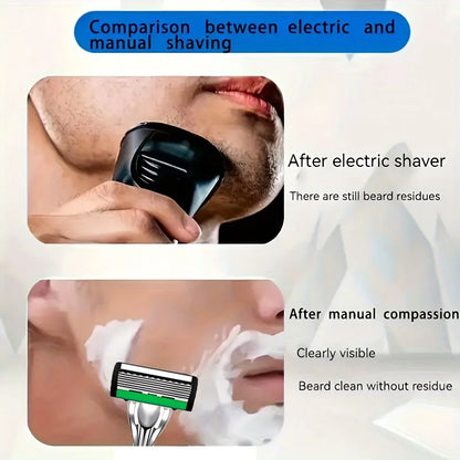 High Quality Men Safety Razor 6-Layer Germany Stainless Steel Shaving Blades Manual Shaver Replacing Cutter Head
