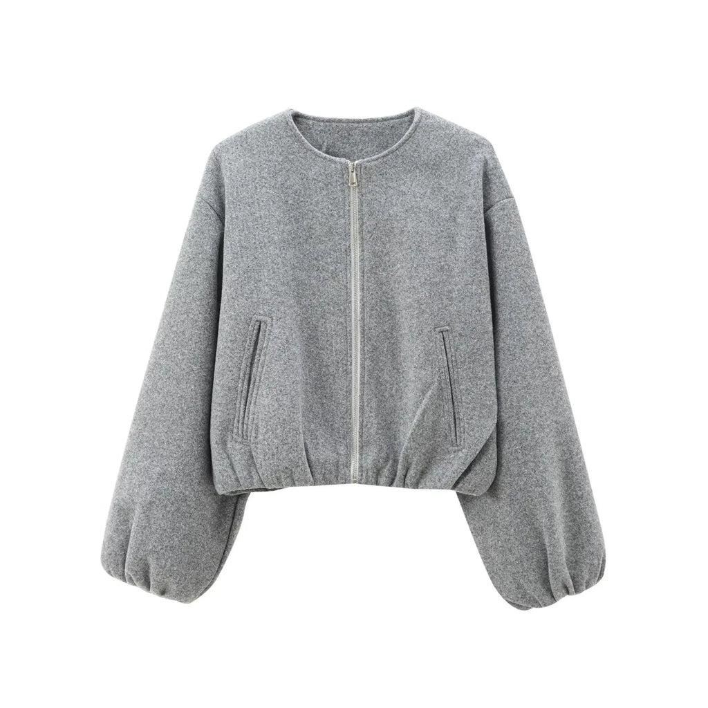 MUJER Fleece Bomber Jackets for Women Soft Zipper Woman's Sports Jacket Casual Cropped Jacket Women Long Sleeve Coats Outerwears