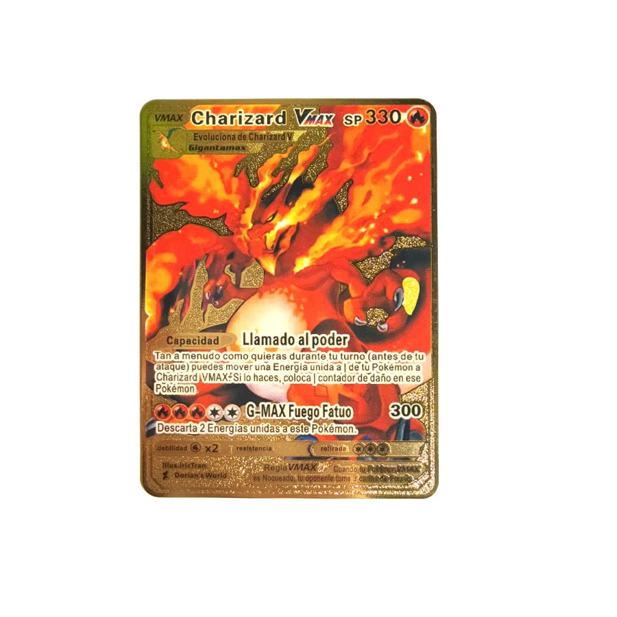 Cartão de metal pokémon 10000 pontos arceus charizard raichu super cartão dourado inglês mewtwo vmax gx ex presente de natal