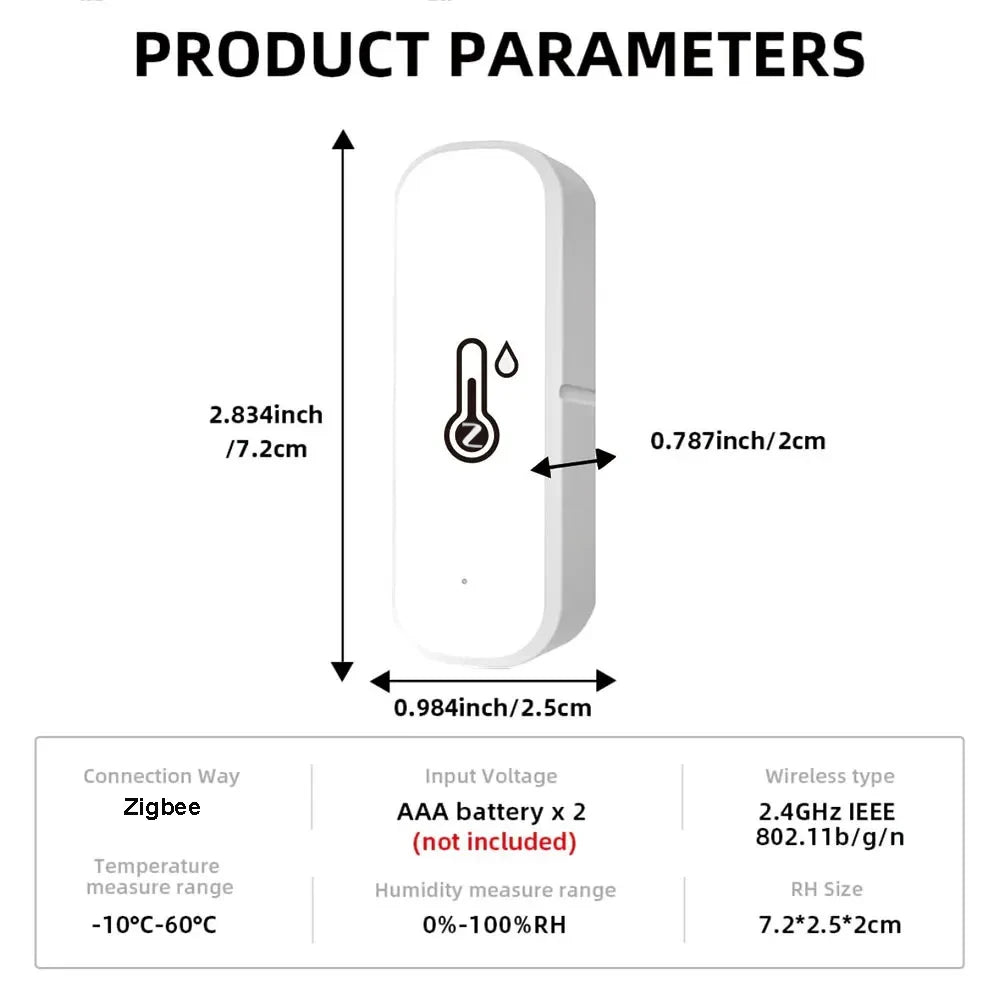 Tuya Zigbee3.0 Temperature and Humidity Sensor Thermometer Hygrometer APP Remote Alarm Works with Smart Life Alexa Google Alice