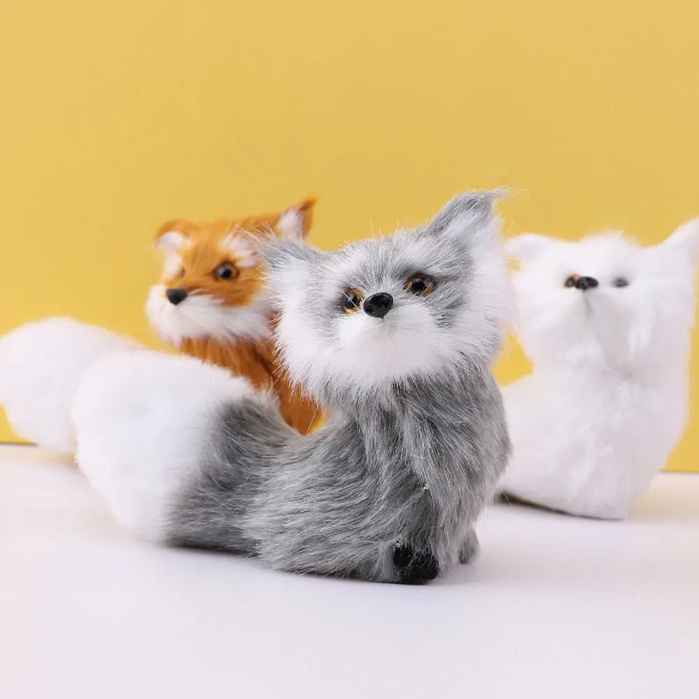 Mini Cat Rabbit Fox Owl Simulation Fur Model Plush Cats Action Figures Decor Gifts Imitation Animal Doll Home Decor Ornaments