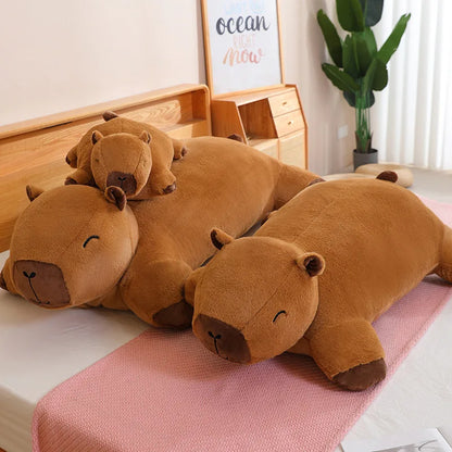 Giant Kawaii Capybara Plush Doll Floor Mat High Quality Animal Brown Capybara Plush Carpet Home Decor Gift For Boys And Girls