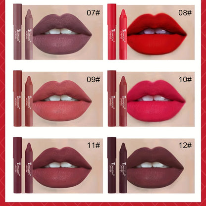 12 Colors Matte Misty Lipstick Set: Long-Lasting, Smudge-Proof, Sexy Velvet Lip Liners & Primer For Women's Makeup