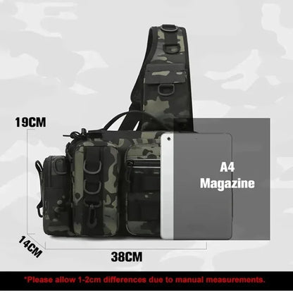 Large Capacity Fishing Gear Bag with Bait Box, 3-in-1 Shoulder Waist Crossbody Fishing Rod Storage Bag