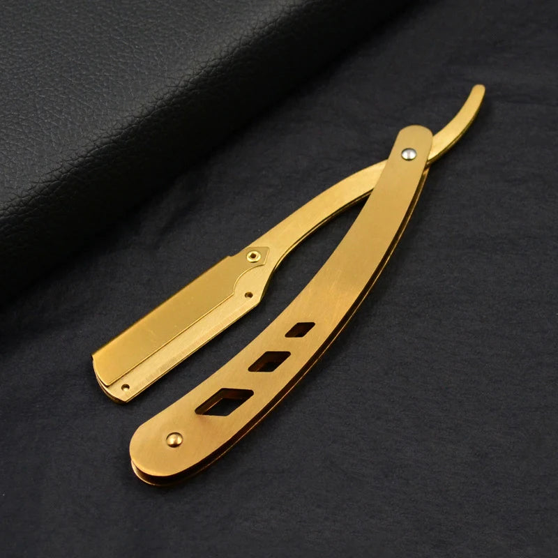 Men Shaving Barber Tools Hair Razor and Blades Antique Black Folding Shaving Knife Unisex Hair Removal (Without Blade)