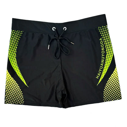 European Size Geometric Graphic And Letter Print Men's Swim Trunks With Drawstring, Quick Dry And Stretchable Shorts For Summer