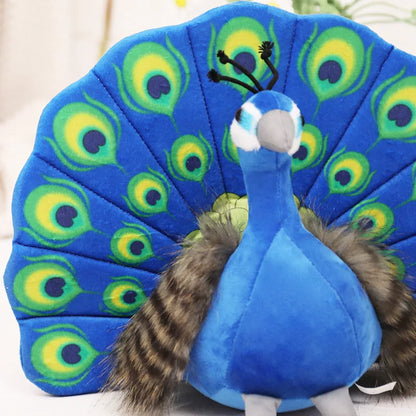 Cute Simulation Green Peacock Plush Toy Blue Peacock Doll Decorative Ornament Gift Bird Doll Zoo Souvenir Ornament Photo Props