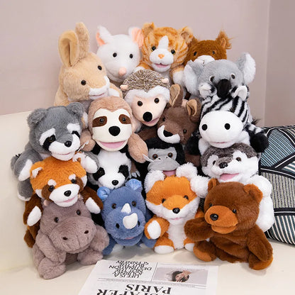 Cartoon Animal Hand Puppet Parent-child Game Doll Husky Fox Bear Dog Pig Tiger Lion  Appease Toys Birthday Gifts For Children ﻿