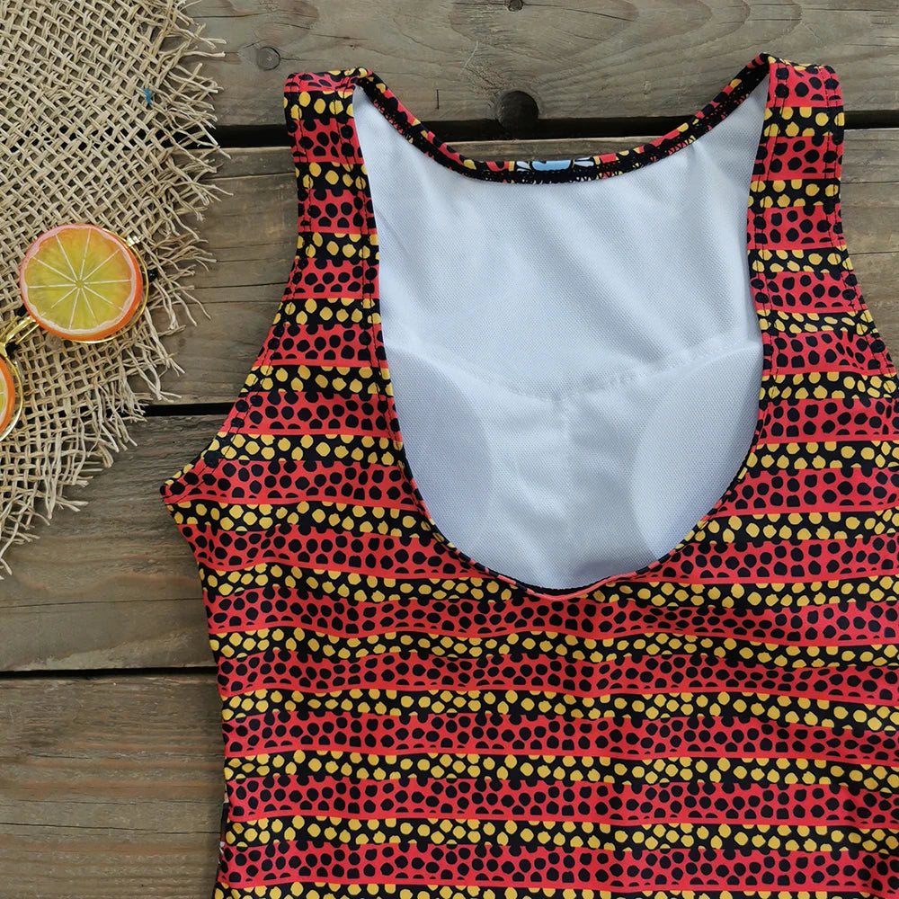 2026 New Printed One-piece Swimsuit Classic Printed Lace Up Swimsuit Women's Push Up Flower One-piece Suit Beach Wear For Female