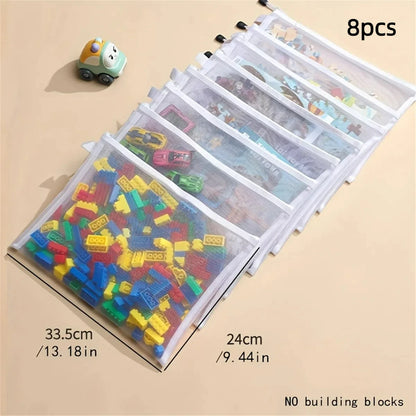 8pcs Zipper Mesh Bags, 3 Sizes, Zipper Mesh Bags, Waterproof Clear Travel Bags, Office Supplies Document Bags With Zipper